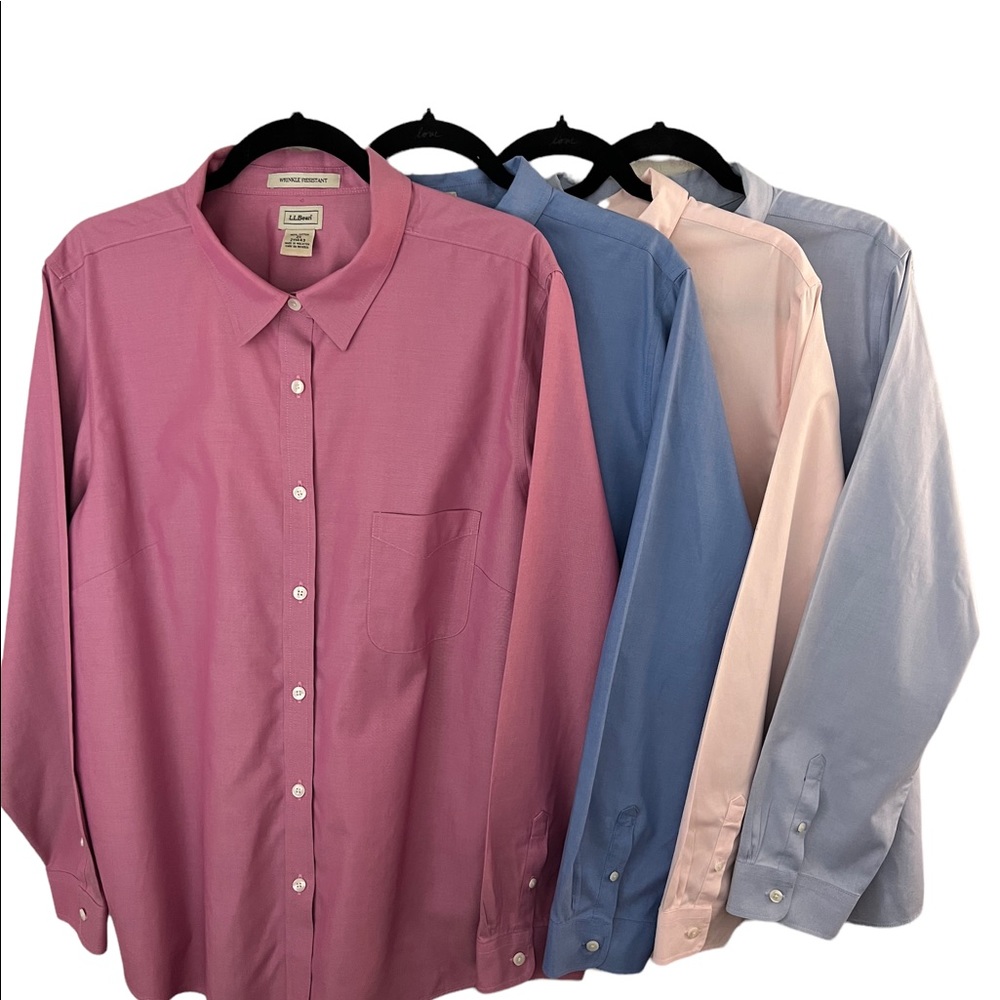 4 Women L.L.Bean Long sleeve oxford button down dress shirt plus size.